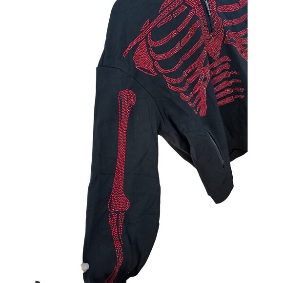 Guapi Men's Skeleton Rhinestone Hoodie Black with Red Rhinestones Ltd ED (JB) - Picture 6 of 12